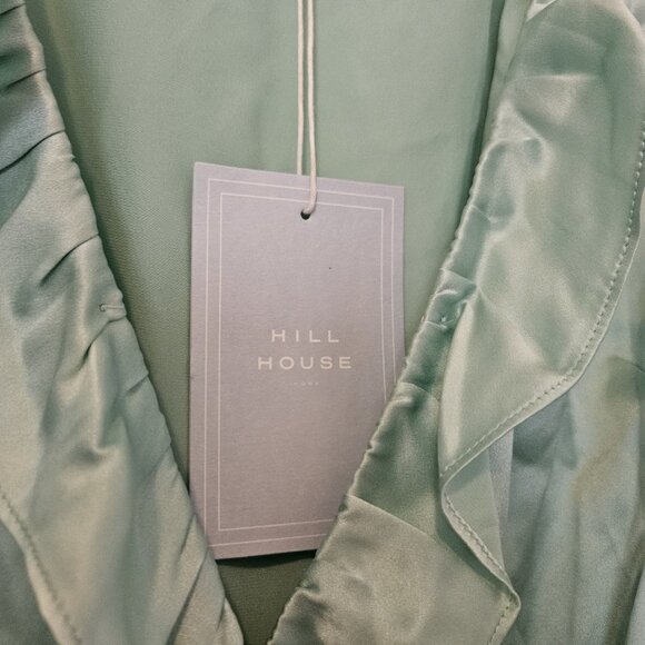 Hill House Nima Mint Blue Silk Surplice Wrap Mini Dress Womens Small New - Picture 2 of 4